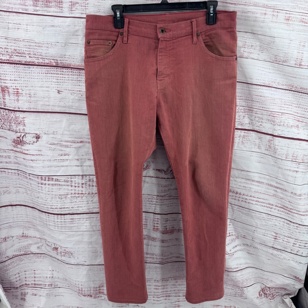 Raleigh Denim Martin Jeans Mens Size 32 Tapered Faded Red Handcrafted USA Pants